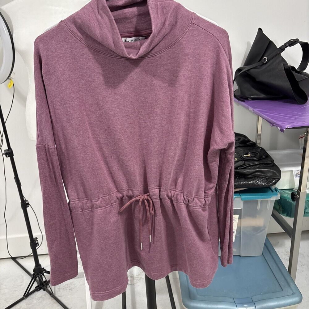 Athleta Balance Cinch Sweatshirt Women’s Size Small Petite PlumPurple Turtleneck